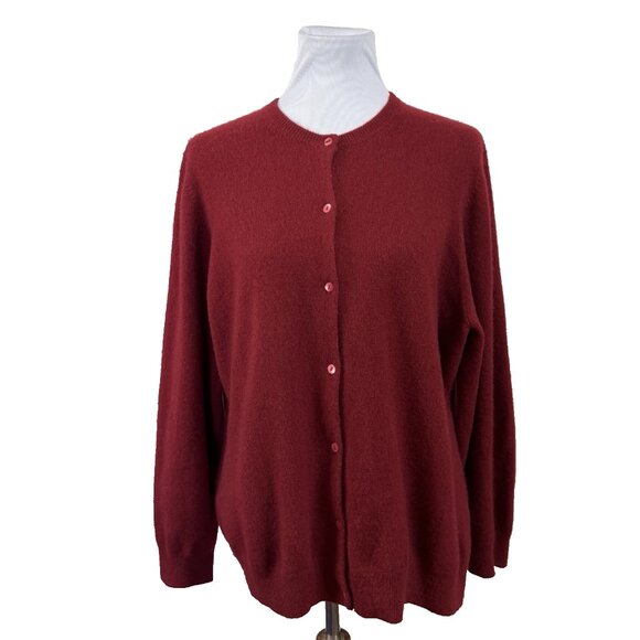 Neiman Marcus Women Red Cashmere Cardigan Size 2X Old Money Luxury Super Soft - Picture 1 of 6